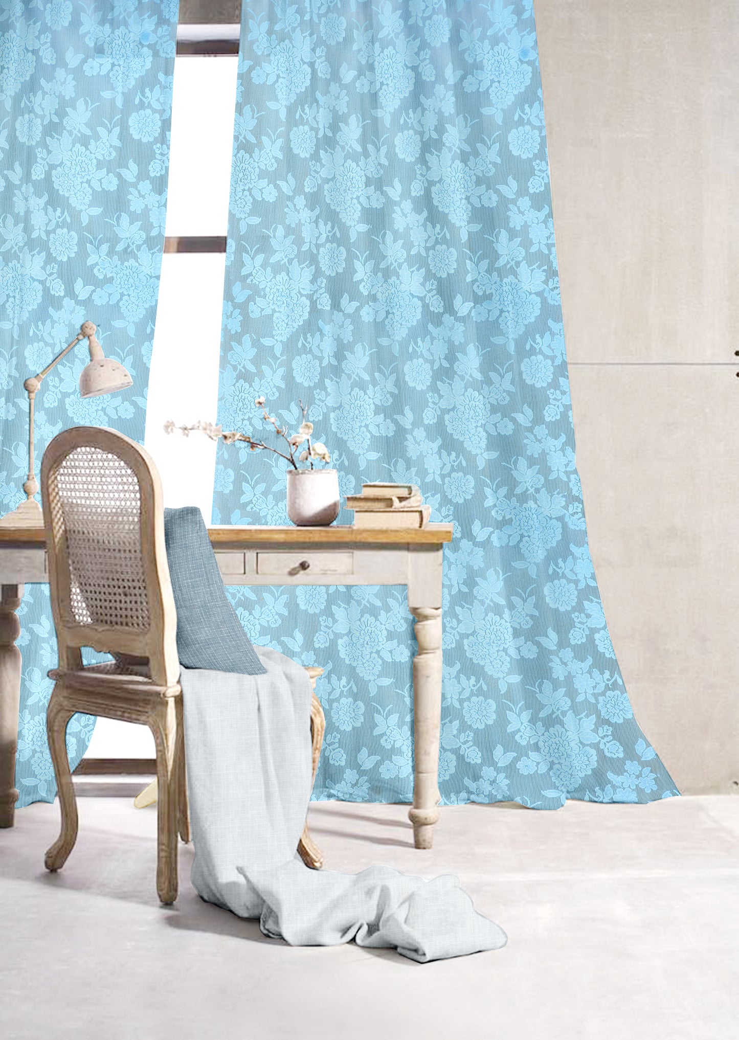 Elen Blue Floral Curtains – Refreshing Elegance