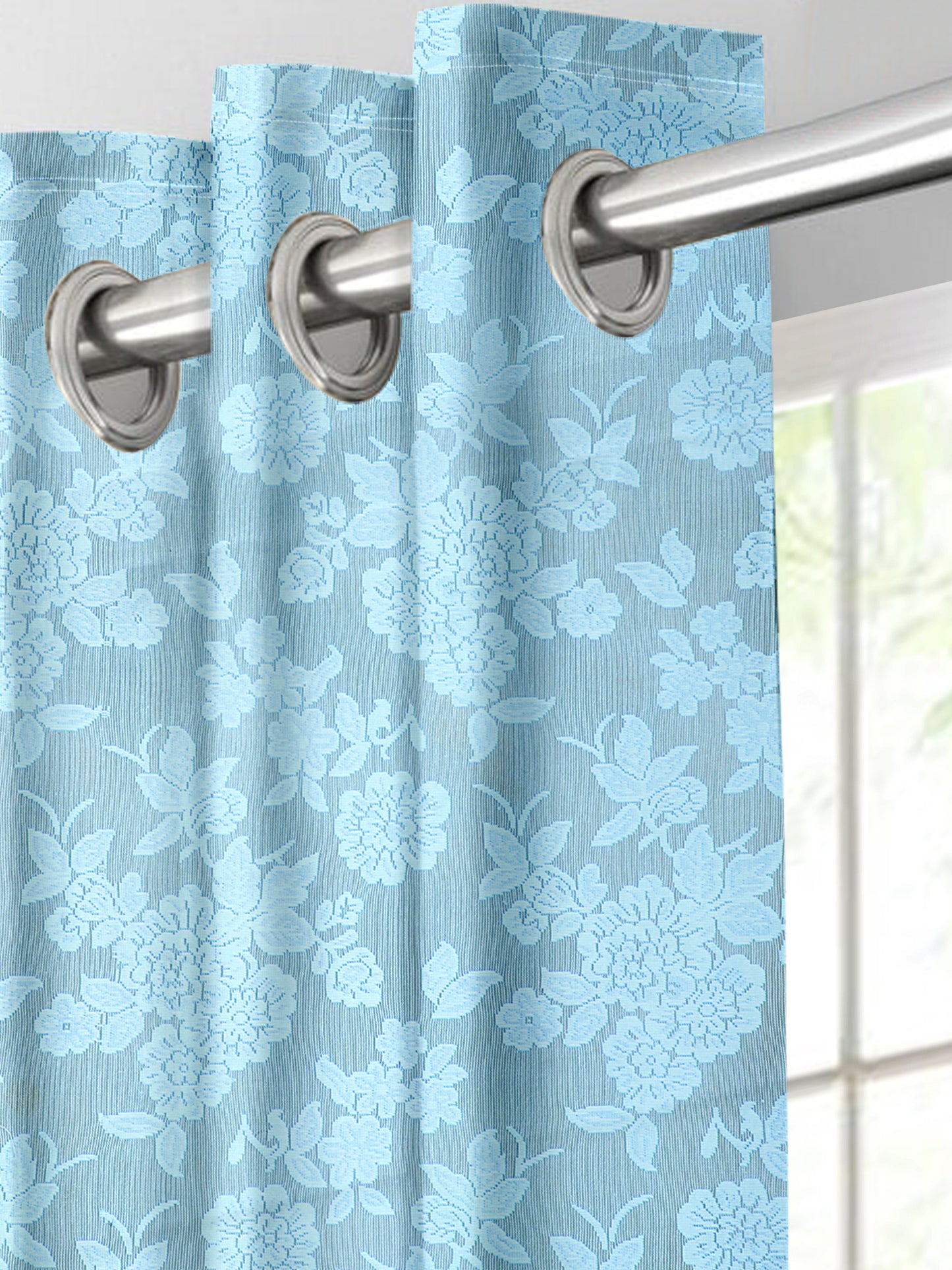 Elen Blue Floral Curtains – Refreshing Elegance