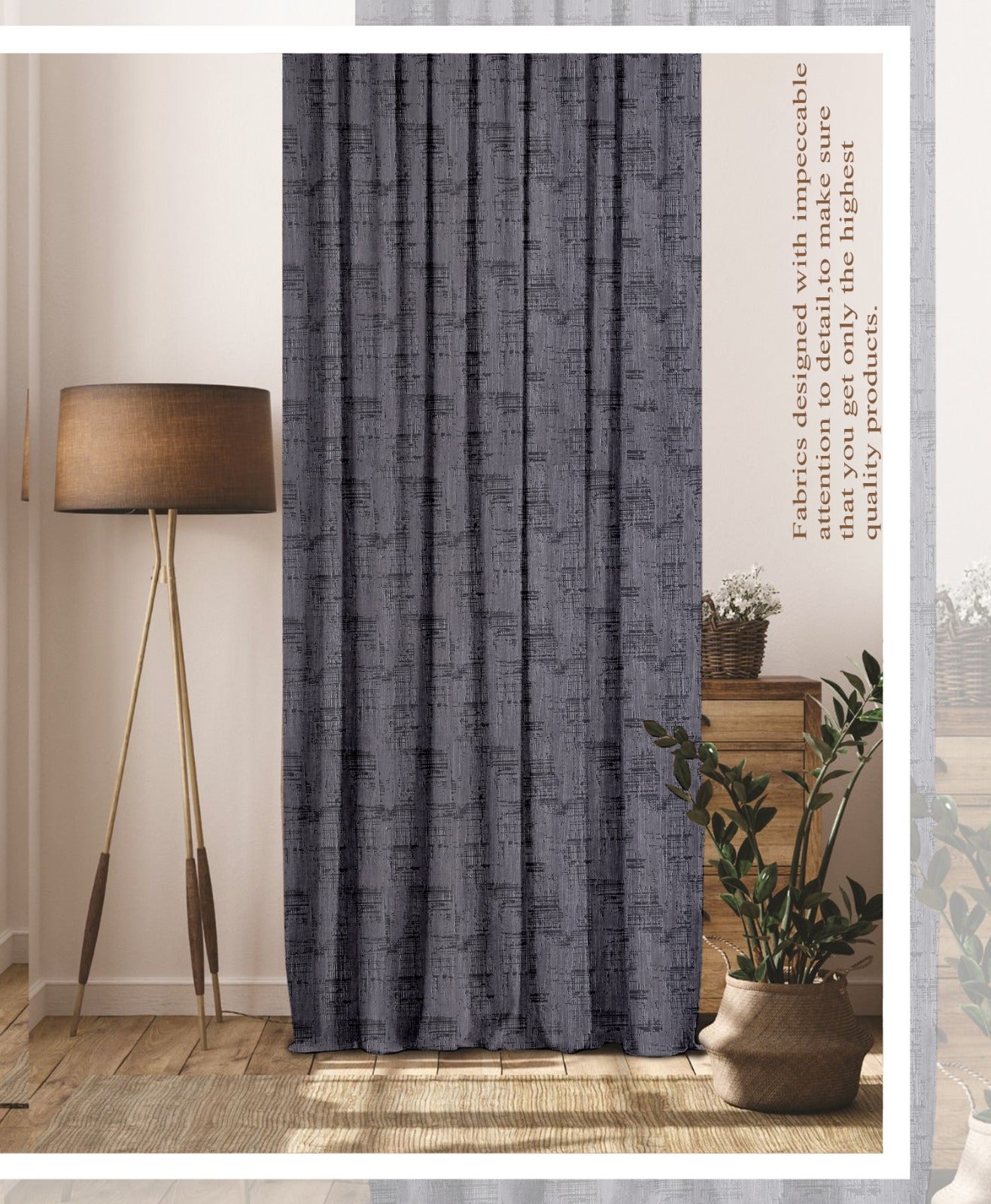 Ice Crush Grey Curtains – Modern Textured Elegance for Sophisticated Interiors
