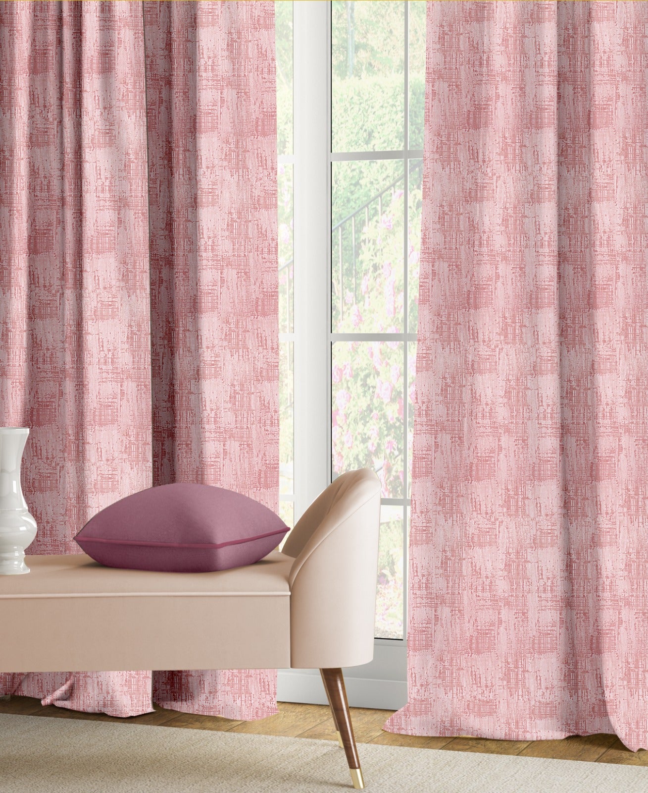 Ice Crush Rose Curtains – Subtle Textured Elegance for Modern Living Spaces