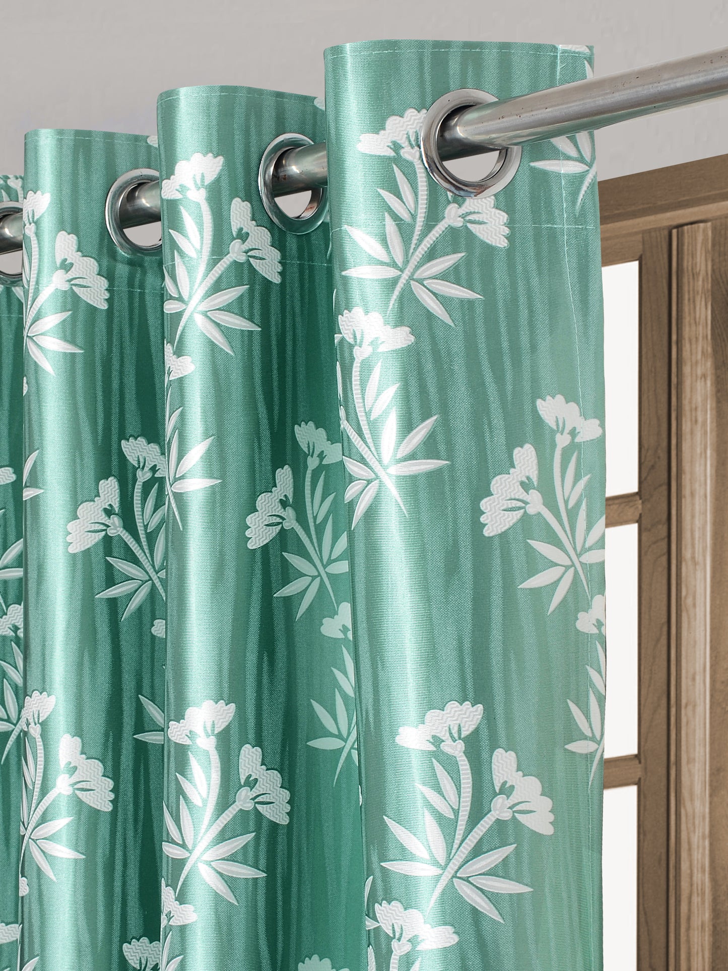 Remy Aqua Curtains – Bamboo Floral Elegance
