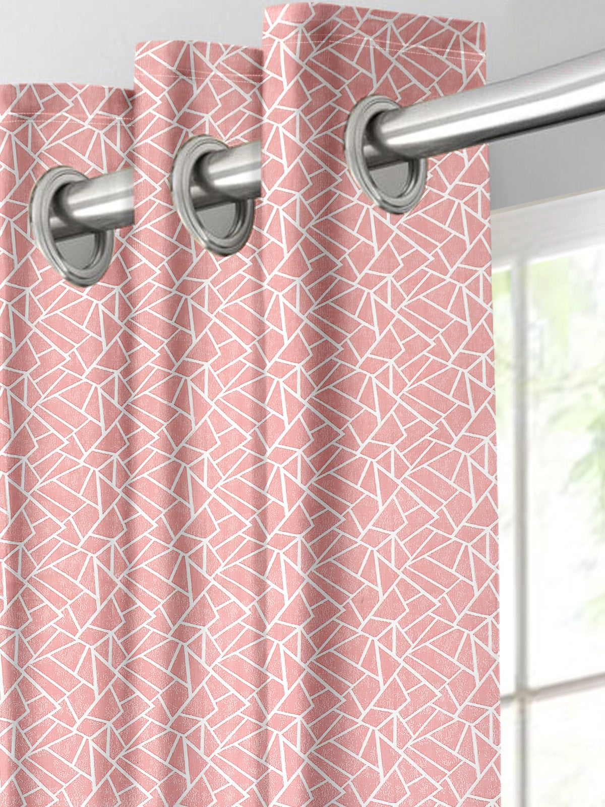 Radiance Pink Curtains – Elegant Geometric Design for Modern Living Spaces