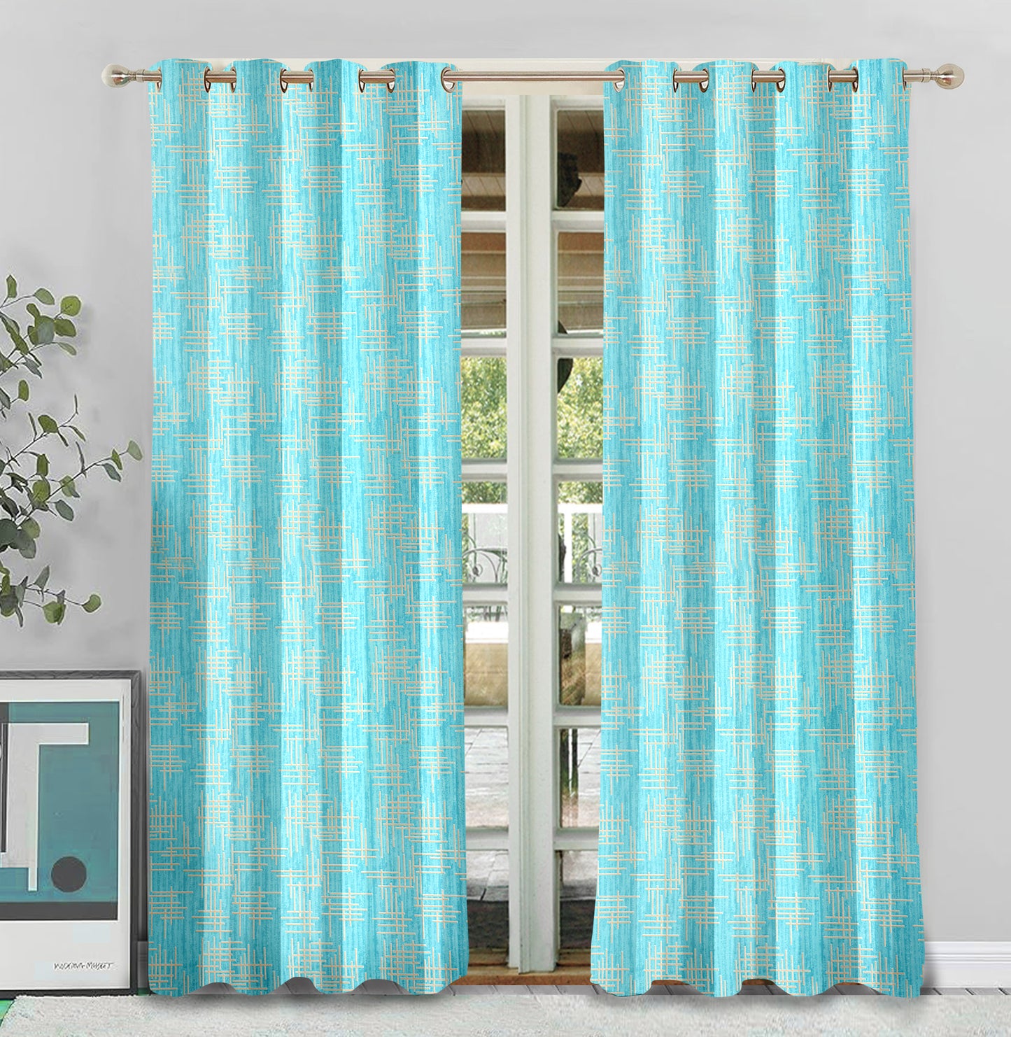 Santino Blue Curtains – Vibrant Linear Design for a Fresh and Modern Look
