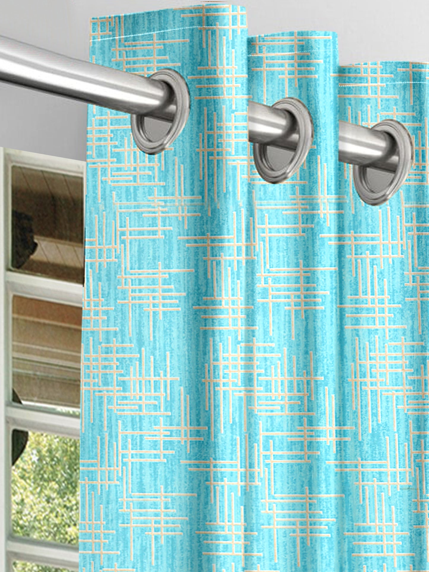Santino Blue Curtains – Vibrant Linear Design for a Fresh and Modern Look