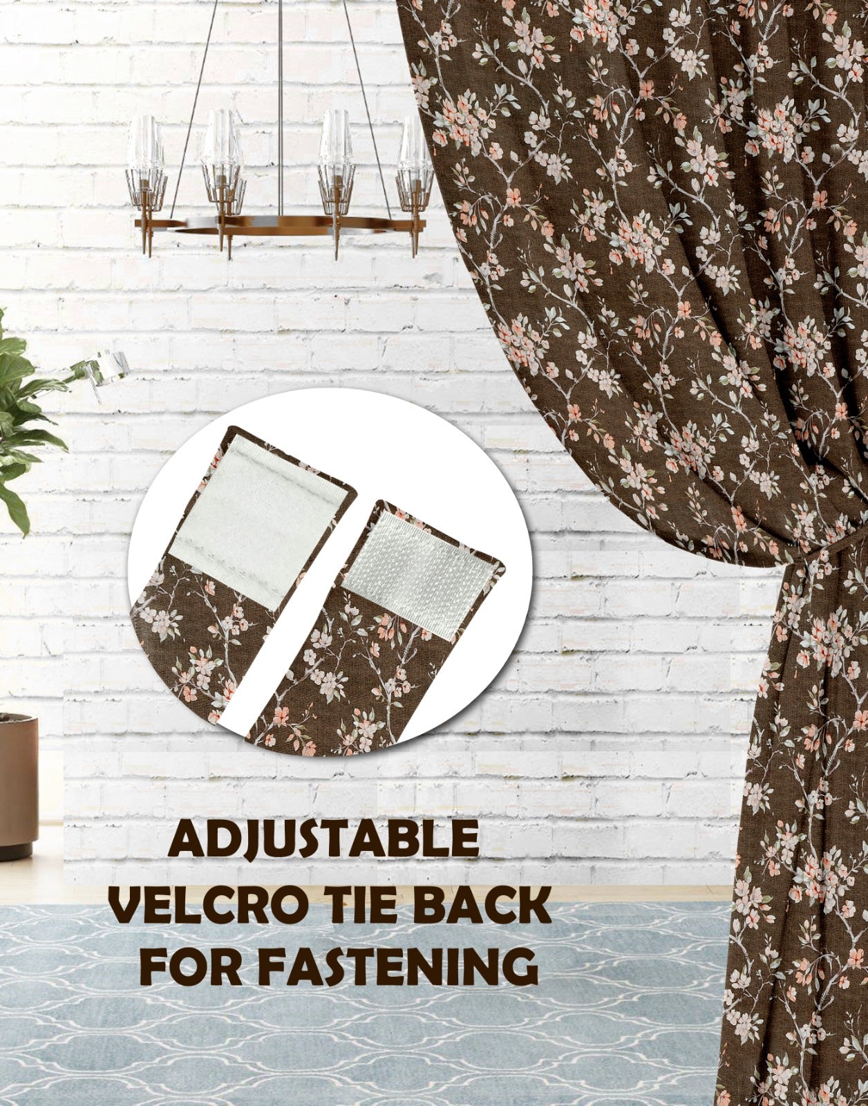 Comic Coffee Brown Blackout Curtains – Warm Floral Sophistication with Light-Blocking Comfort