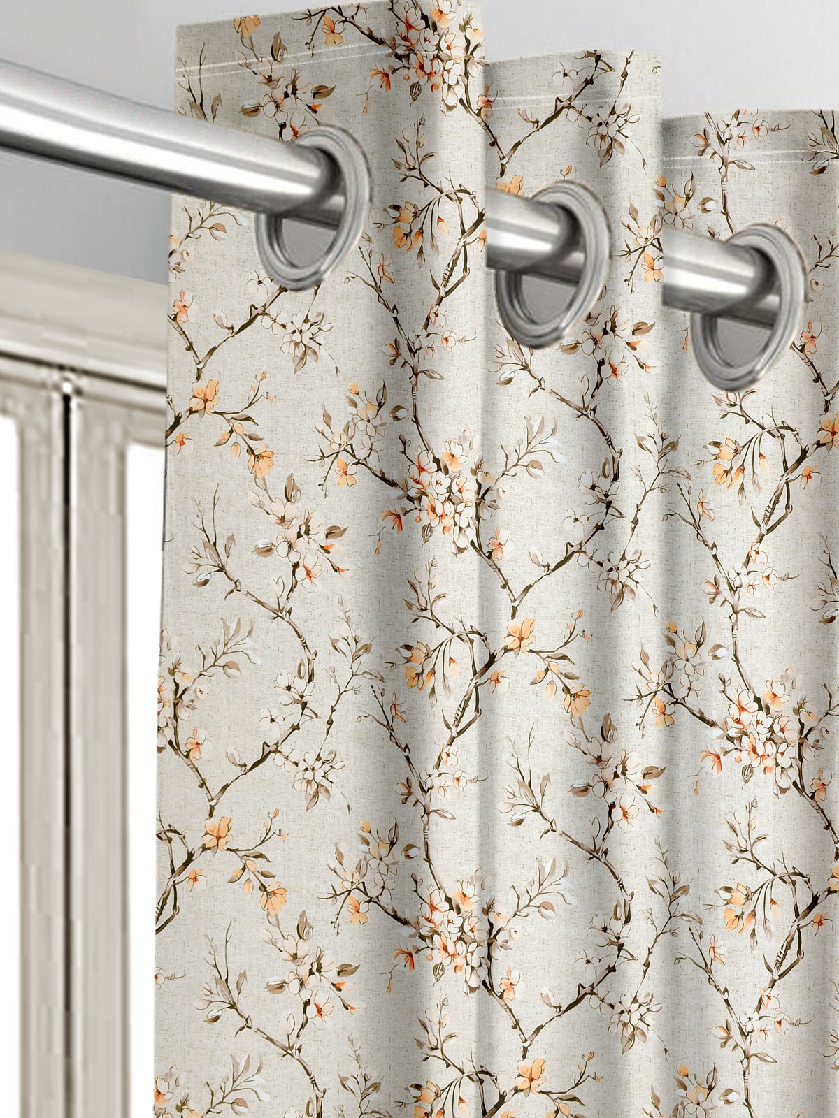 Comic Cream Blackout Curtains – Timeless Floral Elegance with Light-Blocking Design