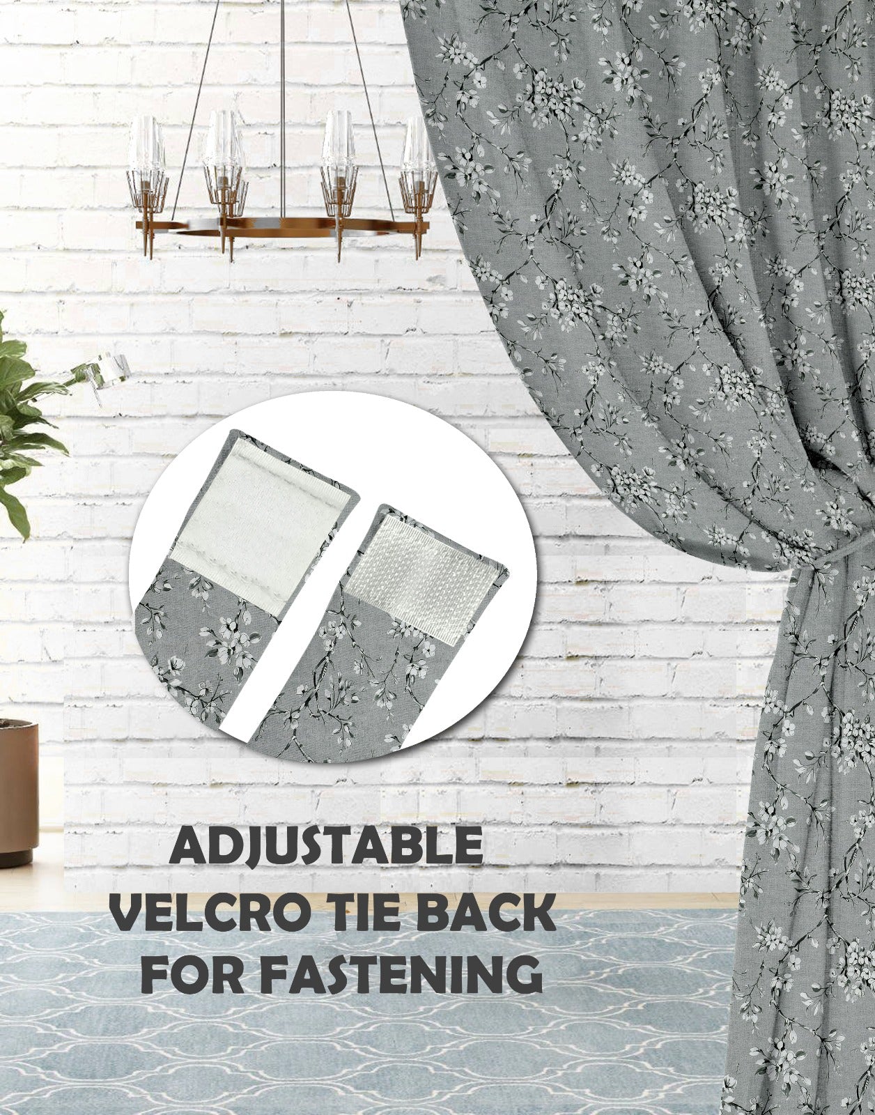 Comic Grey Blackout Curtains – Subtle Floral Elegance with Light-Blocking Functionality