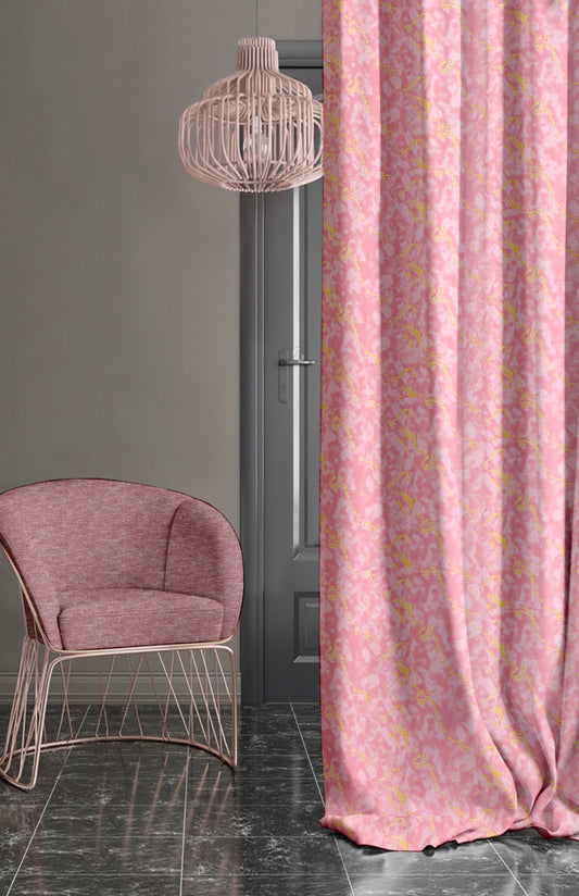 Digi gold Pink Curtains – Luxe Marble Elegance