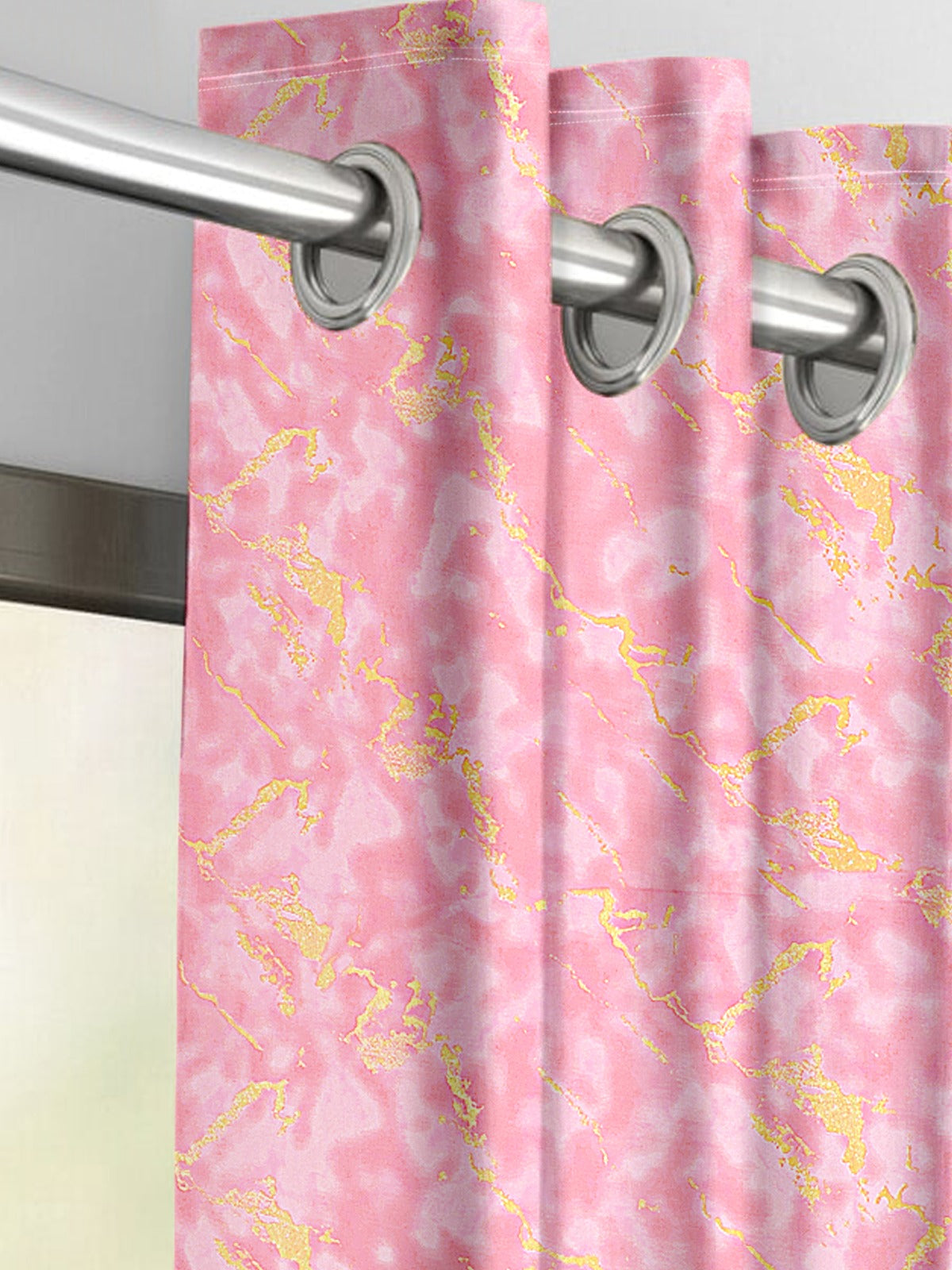 Digi gold Pink Curtains – Luxe Marble Elegance