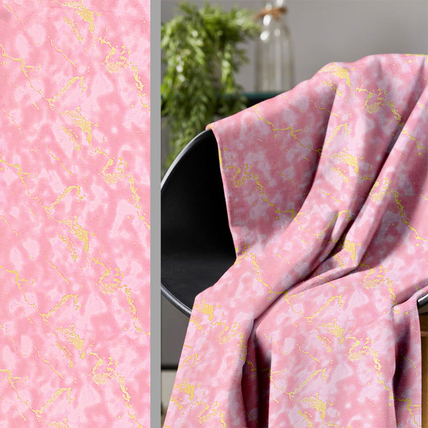 Digi gold Pink Curtains – Luxe Marble Elegance