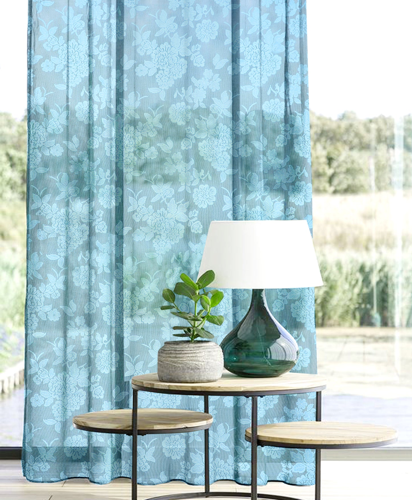 Elen Blue Floral Curtains – Refreshing Elegance