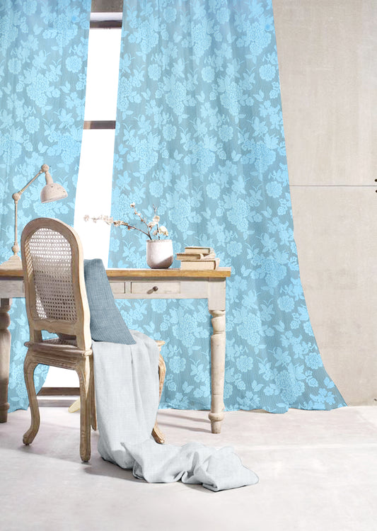 Elen Blue Floral Curtains – Refreshing Elegance