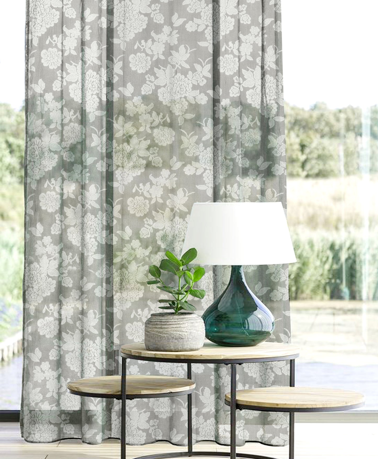 Elen Grey Floral Curtains – Modern Elegance