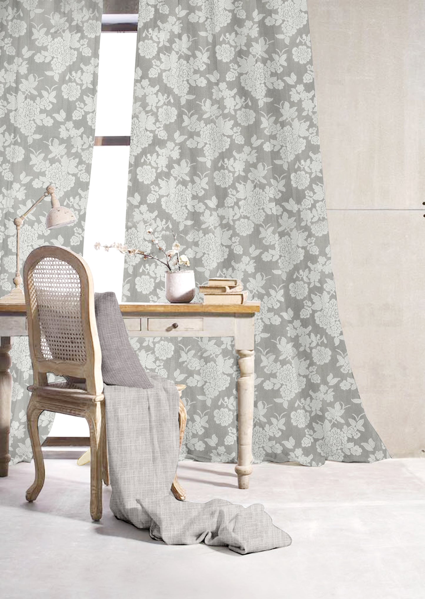 Elen Grey Floral Curtains – Modern Elegance