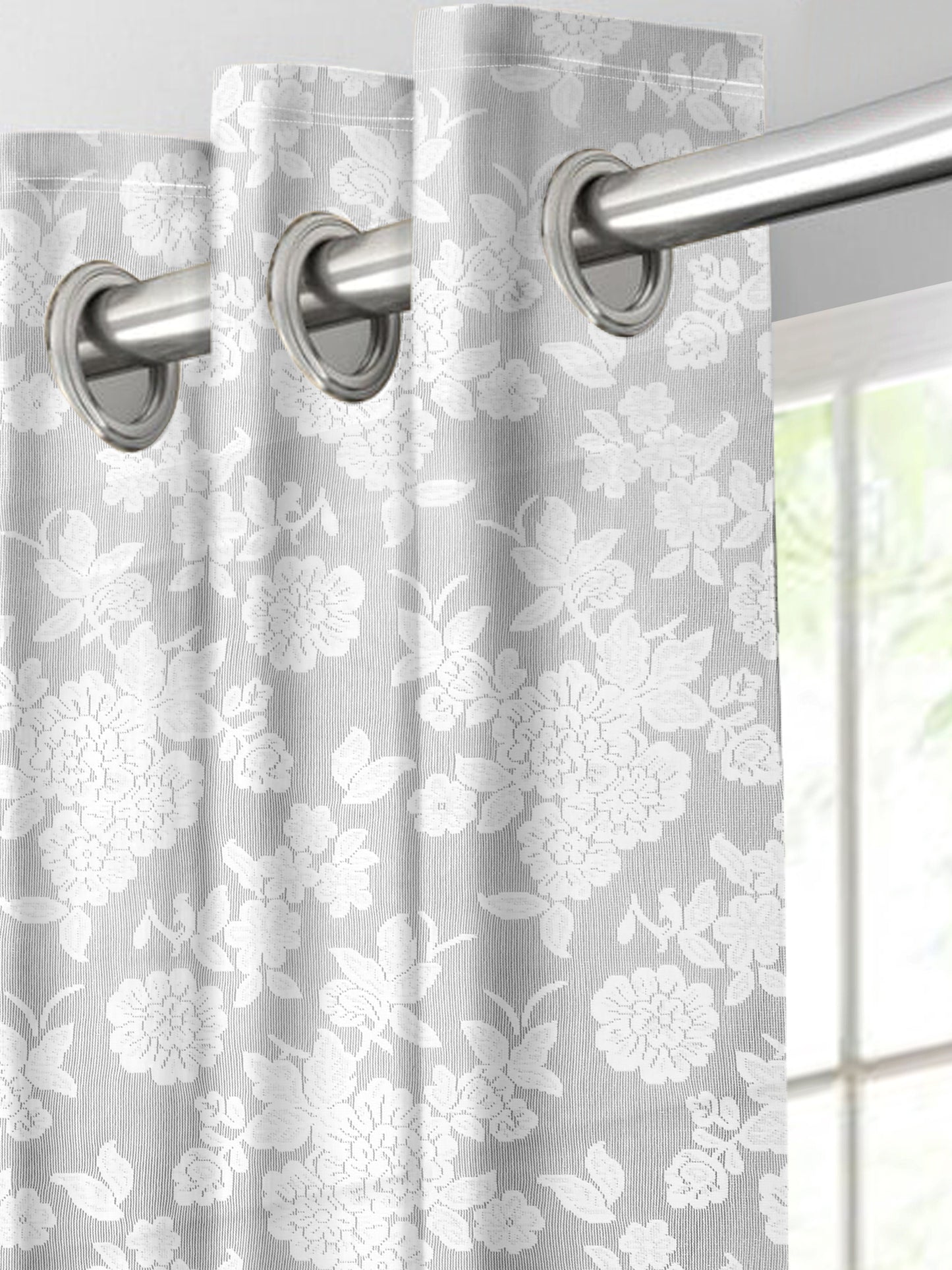 Elen White Floral Curtains – Classic Elegance in Sheer Grace