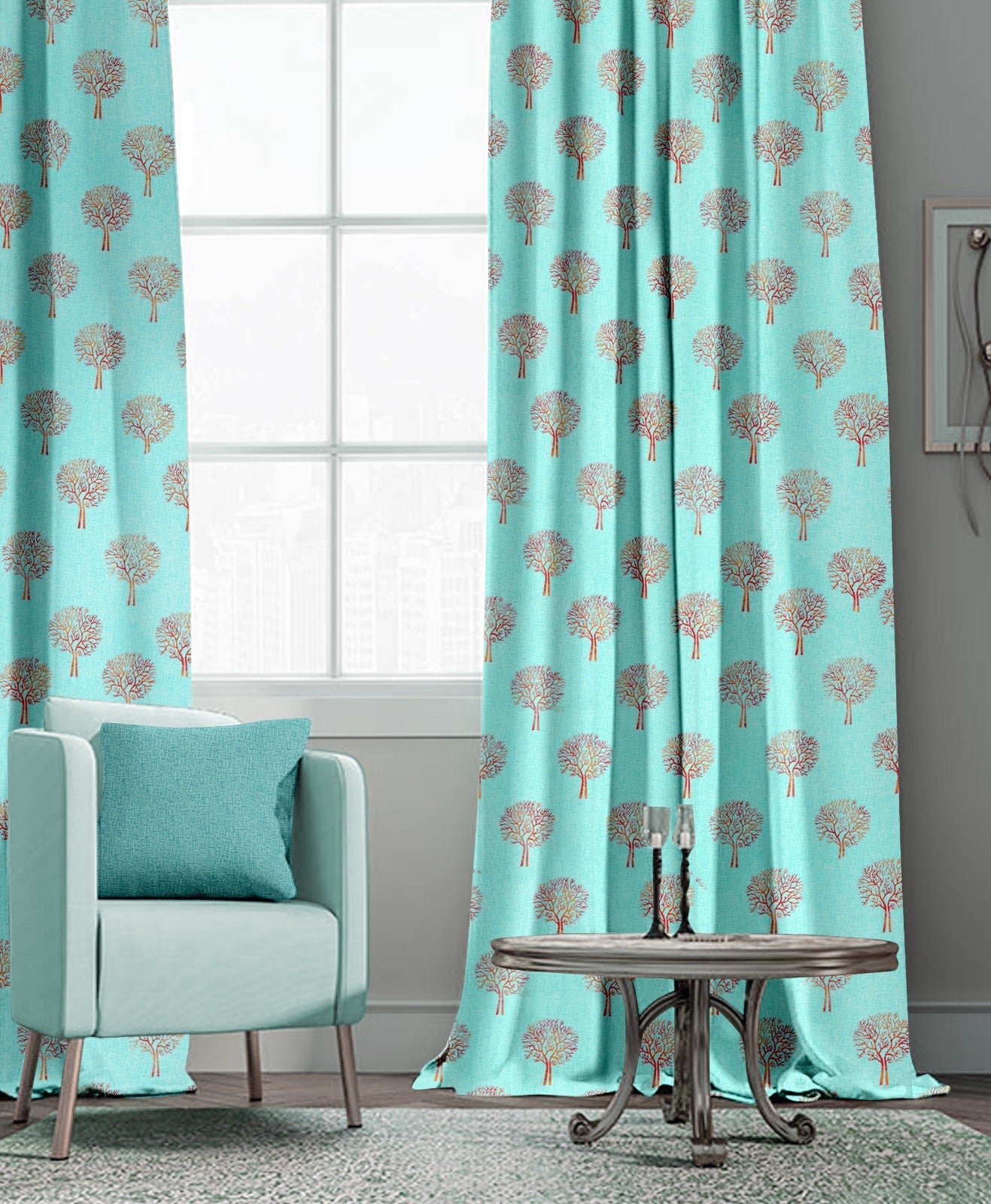 Forex Aqua Tree Curtains – Refreshing Elegance