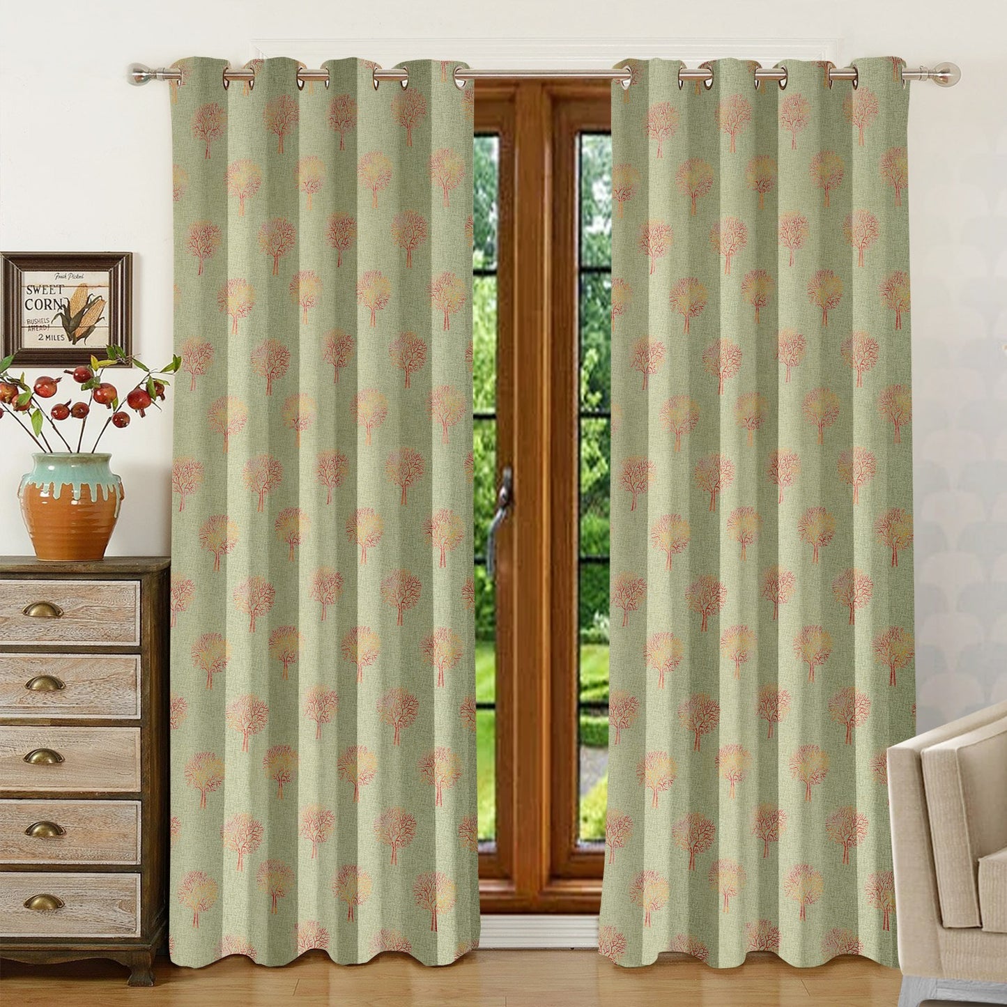 Forex Green Tree Curtains – Nature's Touch for Your Home