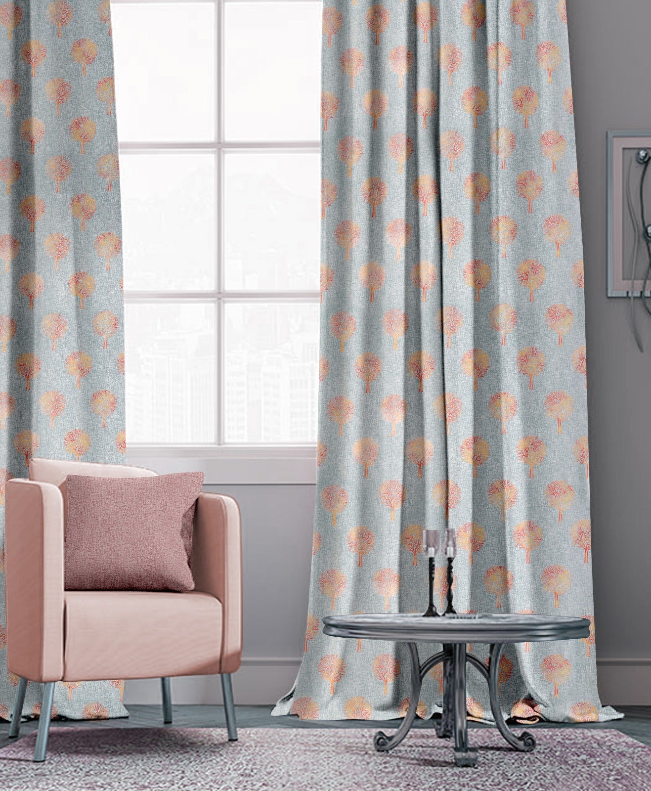 Forex Grey Tree Curtains – Elegant Nature Accents