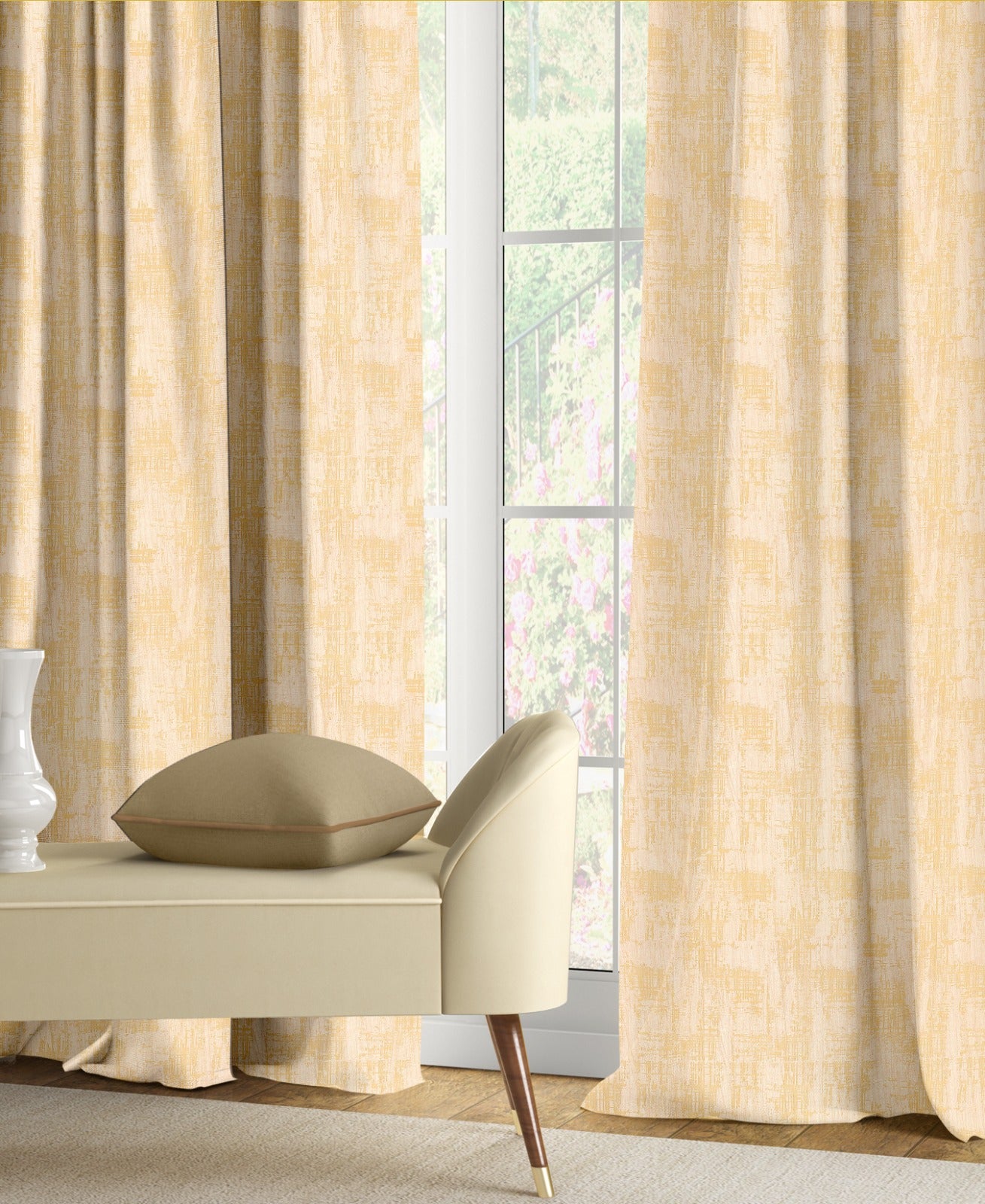 Ice Crush Cream Curtains – Soft Textured Elegance for Warm and Bright Interiors