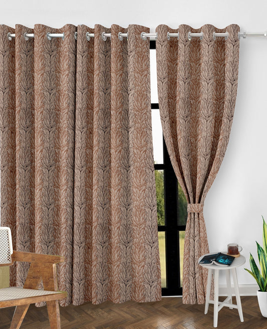 Juliet Brown Curtains – Elegant Tree Design with a Warm Rustic Appeal