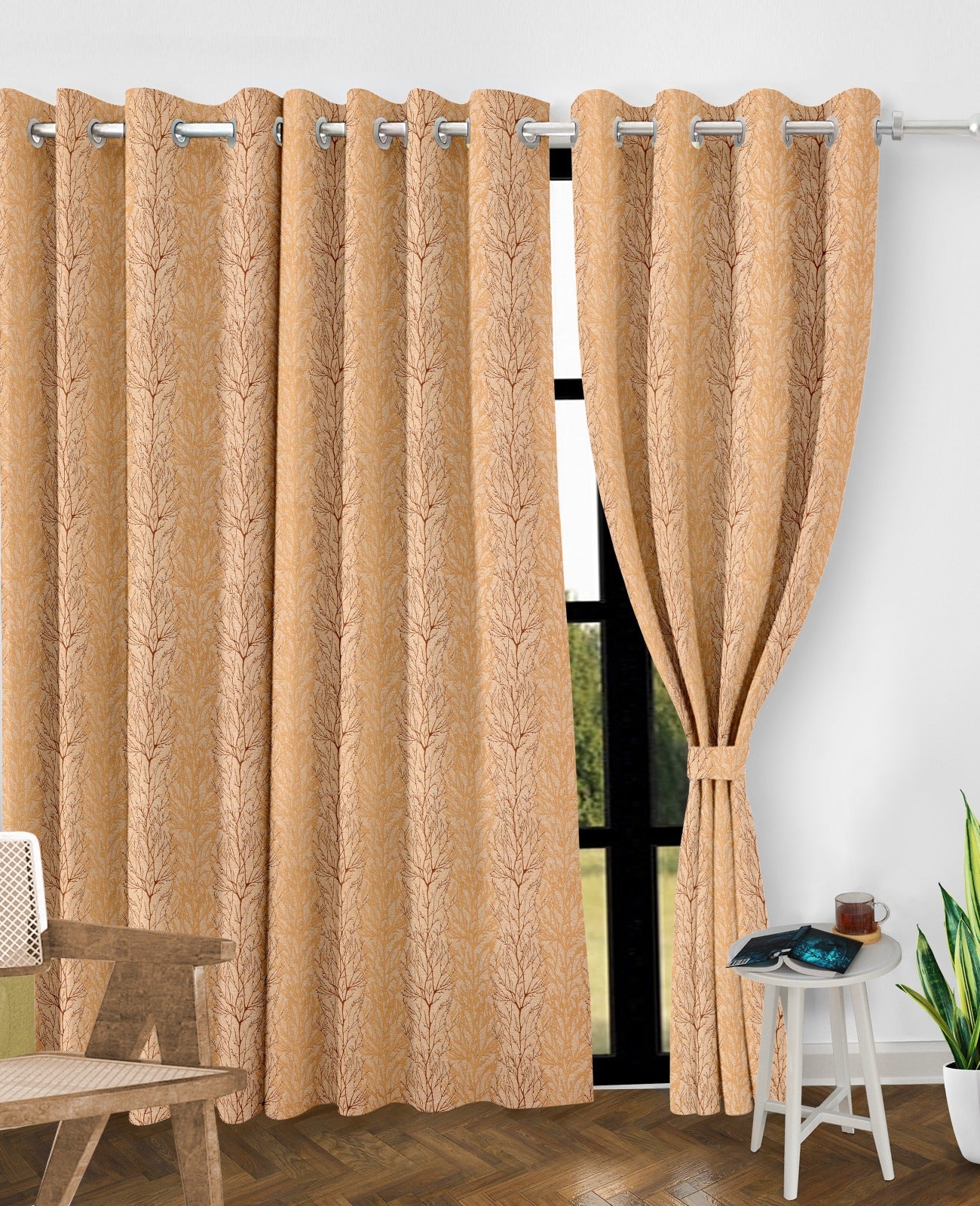 Juliet Gold Curtains – Luxurious Tree Pattern for a Warm and Elegant Touch