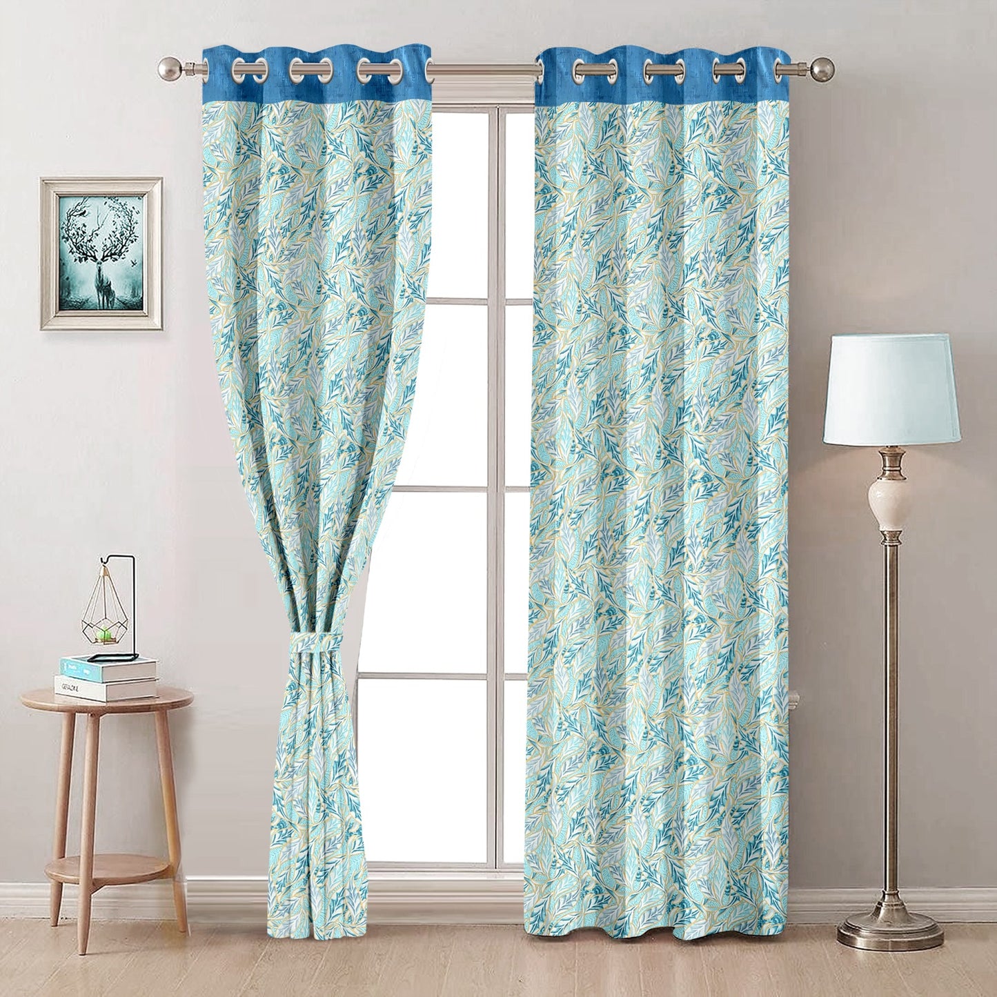 Ornate Blue Curtains – Refreshing Botanical Touch