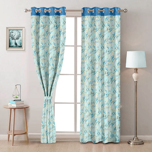 Ornate Blue Curtains – Refreshing Botanical Touch