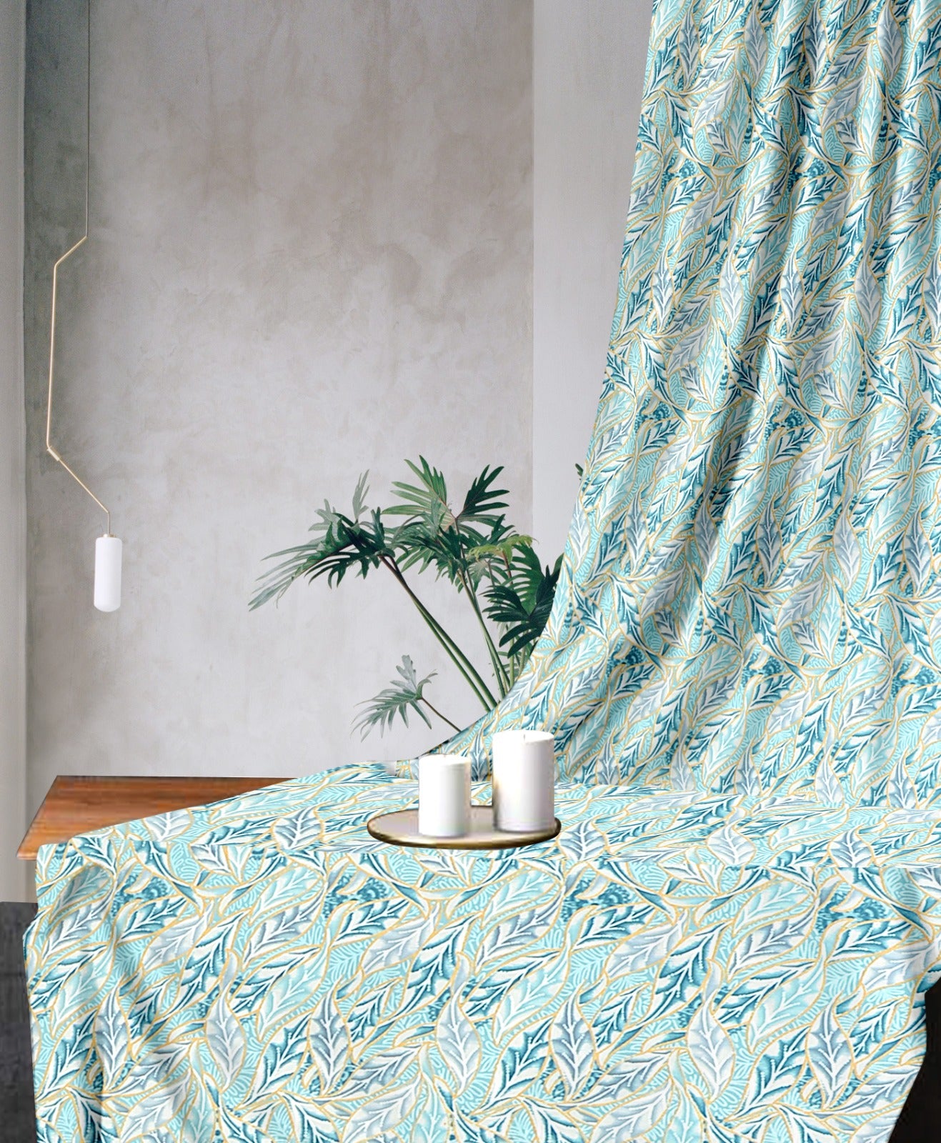 Ornate Blue Curtains – Refreshing Botanical Touch