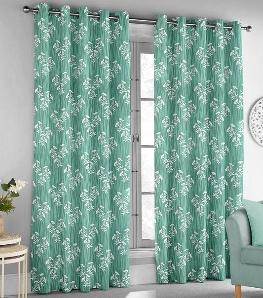 Remy Aqua Curtains – Bamboo Floral Elegance