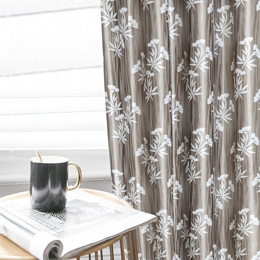 Remy Coffee Curtains – Elegant Bamboo Floral Design