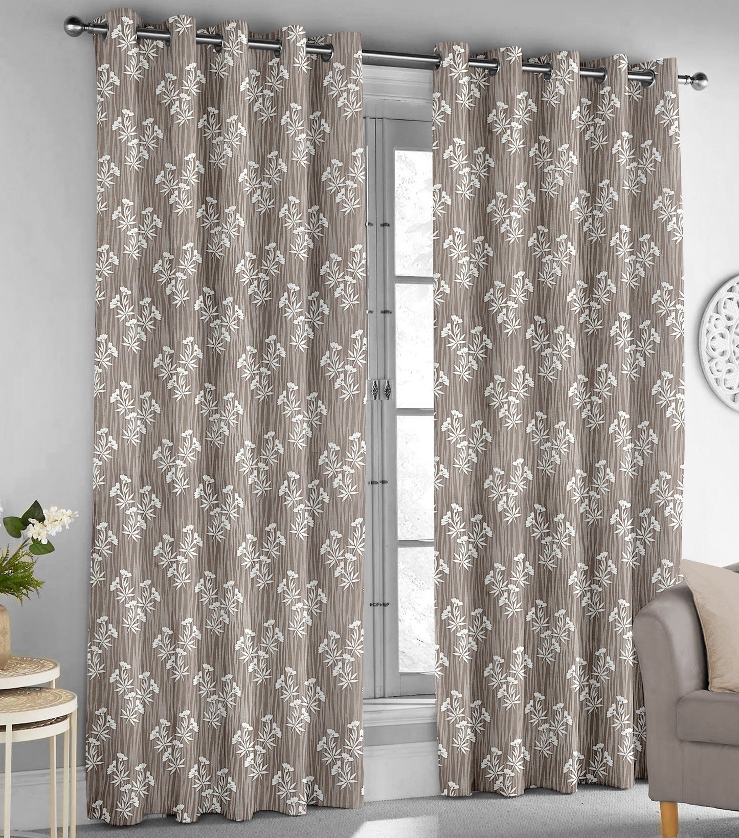 Remy Coffee Curtains – Elegant Bamboo Floral Design