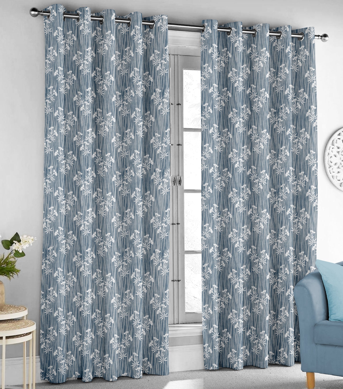 Remy Grey Curtains – Delicate Bamboo Floral Patterns for a Sophisticated Touch