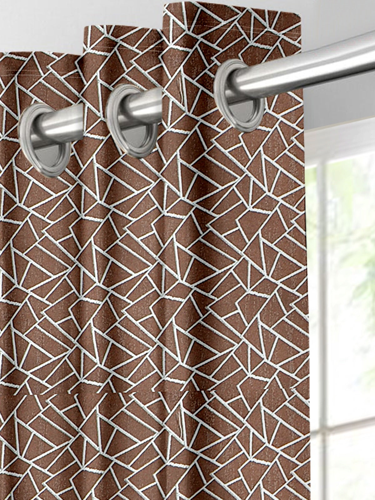 Radiance Coffee Curtains – Sophisticated Geometric Design for Warm Interiors