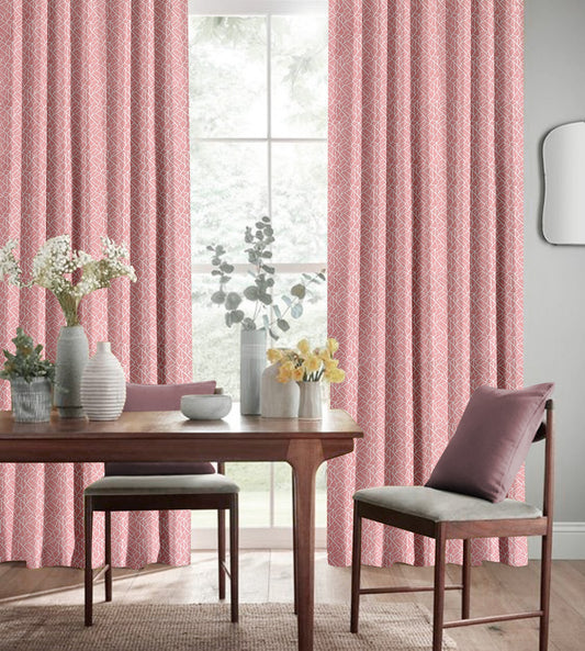 Radiance Pink Curtains – Elegant Geometric Design for Modern Living Spaces