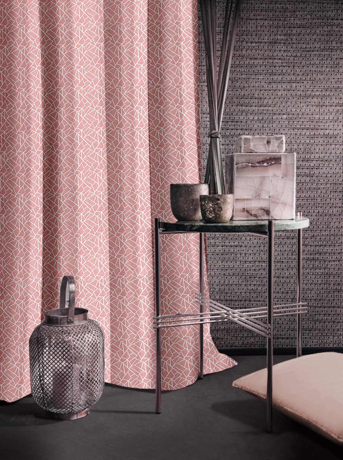 Radiance Pink Curtains – Elegant Geometric Design for Modern Living Spaces