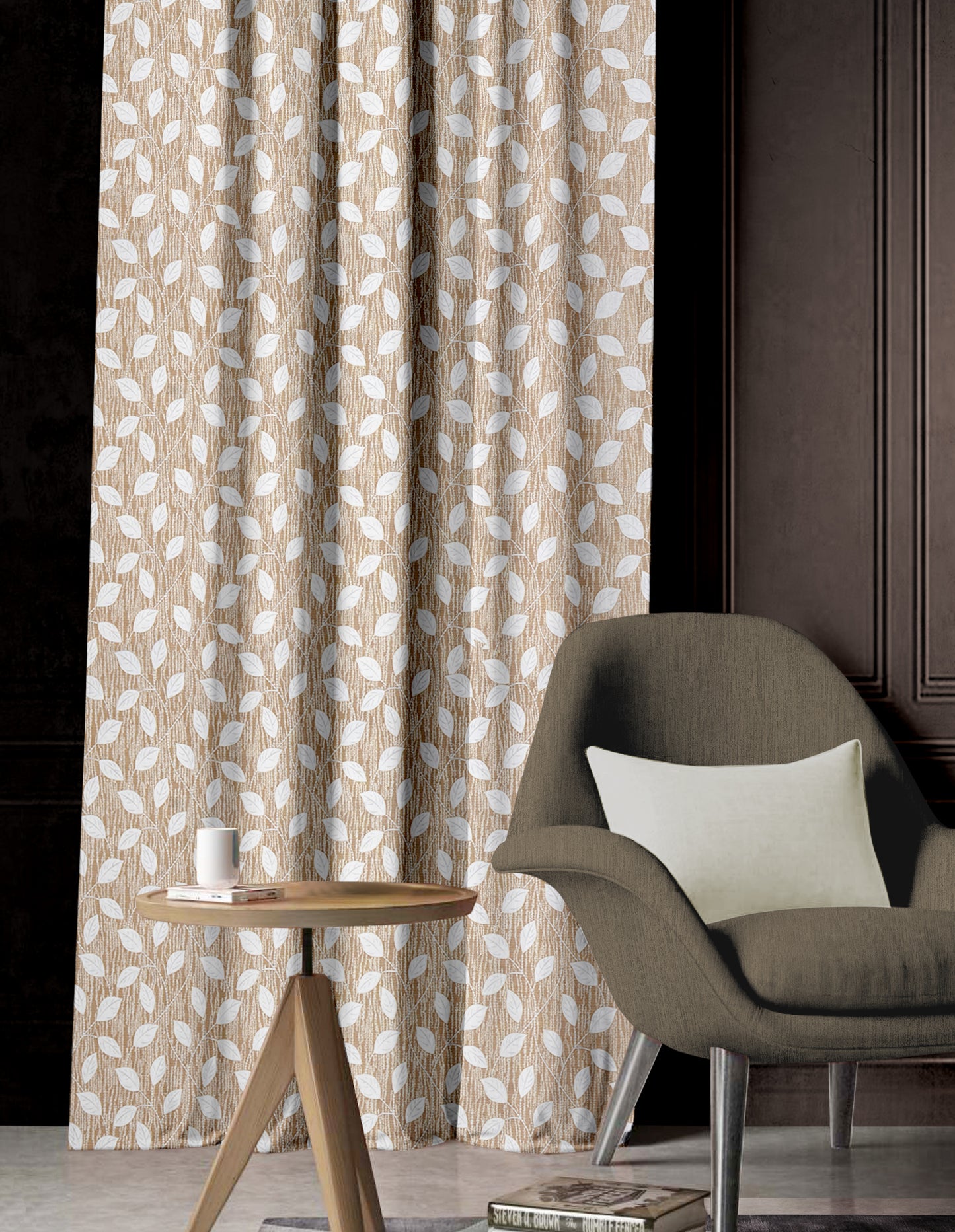 Titan Copper Curtains – Elegant Leafy Design for a Warm and Natural Ambiance